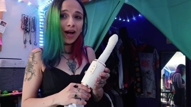 Neon Hair Beauty Tests Her New Sex Machine Massager